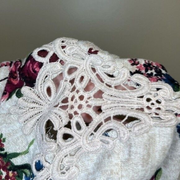 Three Pink Hearts Tan Floral Tunic Dress Size M - Picture 3 of 5